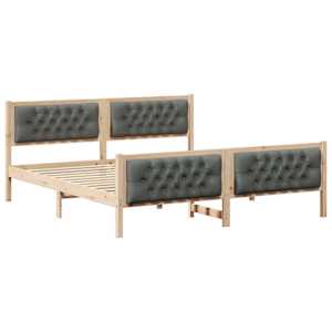 Rám postele s čelo Tmavě šedá 160 x 200 cm Masivní borové dřevo - obrázek 2