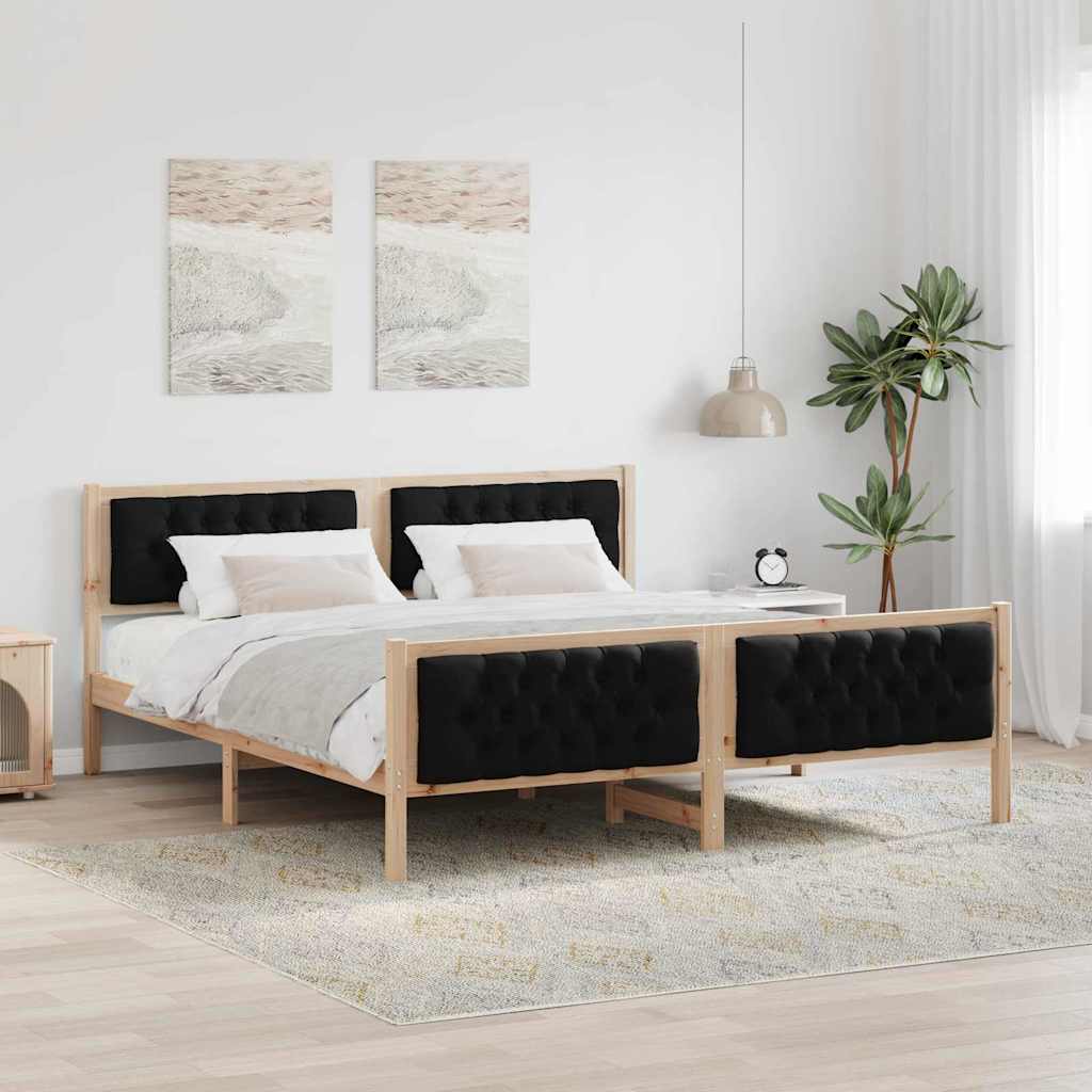 Paturi & cadre pat - Cadru de pat cu headboard Negru 160 x 200 cm țesătură