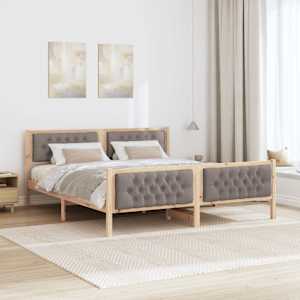 Rám postele s čelo Taupe 160 x 200 cm Masivní borové dřevo - obrázek 4