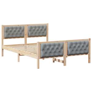 Rám postele Světle šedá 150 x 200 cm Masivní borové dřevo - obrázek 2