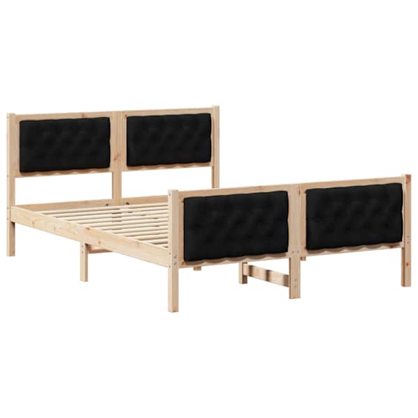 vidaXL Voodi raam peaga Must 150 x 200 cm Tahke m&auml;nd