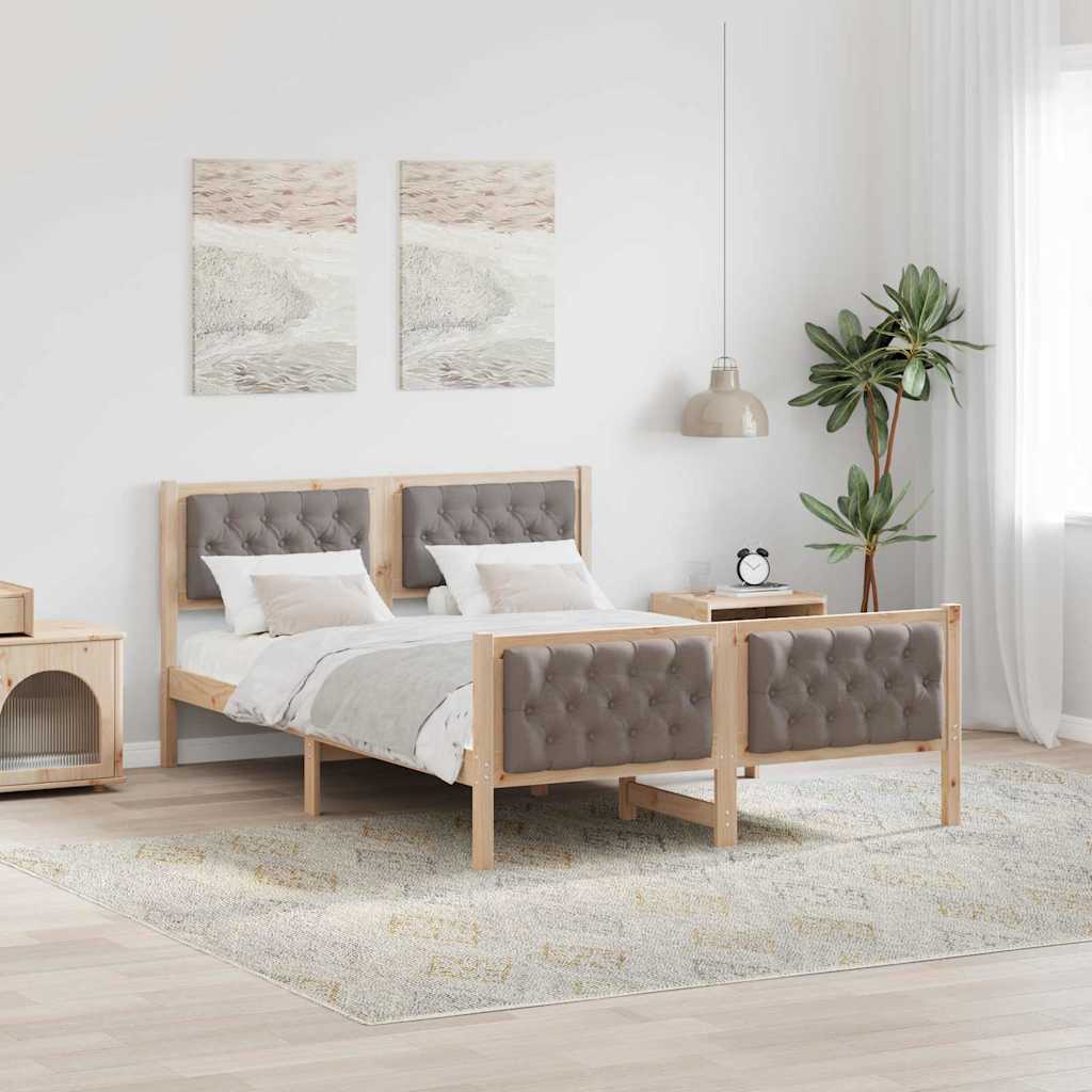 Paturi & cadre pat - Cadru de pat cu headboard Gri taupe 150 x 200 cm țesătură