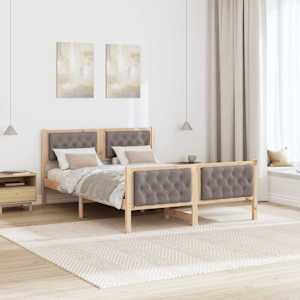 Rám postele s čelo Taupe 150 x 200 cm Masivní borové dřevo - obrázek 4