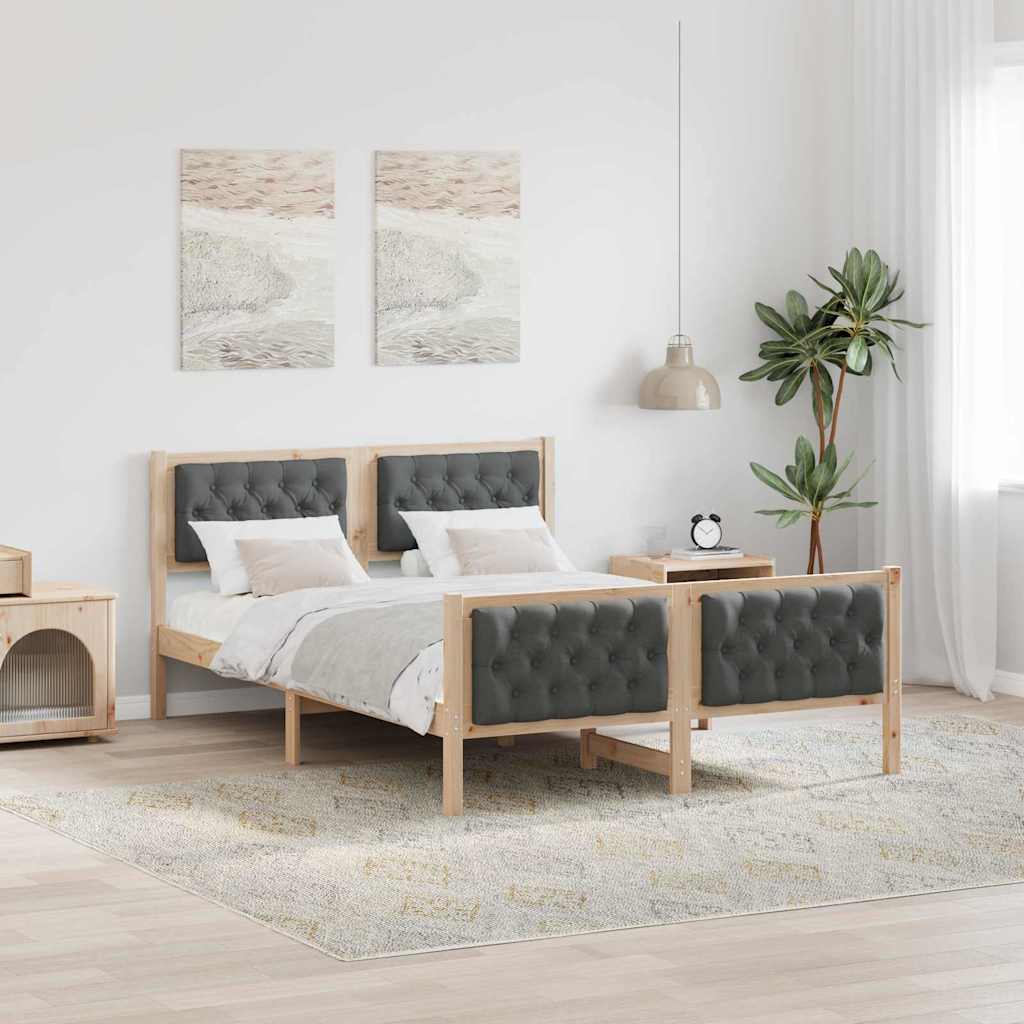 Paturi & cadre pat - Cadru de pat cu headboard Gri închis 140 x 200 cm țesătură