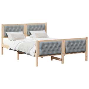 Rám postele Světle šedá 140 x 190 cm Masivní borové dřevo - obrázek 3