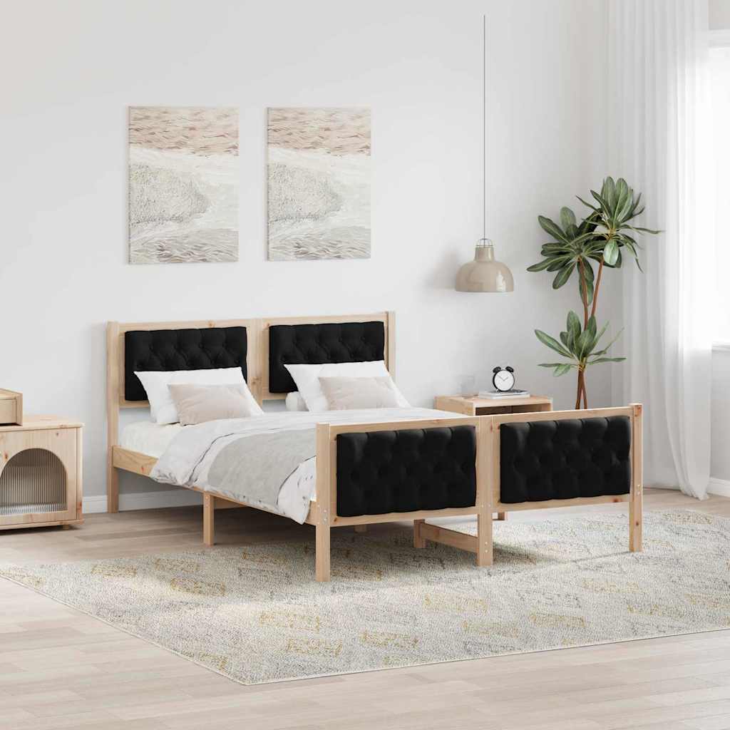 Paturi & cadre pat - Cadru de pat cu headboard Negru 140 x 190 cm țesătură