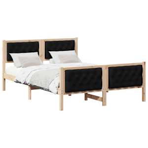 Rám postele s čelo Černá 140 x 190 cm Masivní borové dřevo - obrázek 3