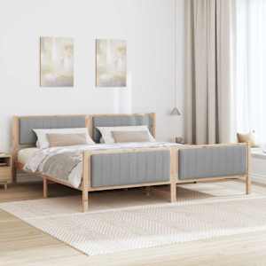Rám postele s čelo Hnědá a světlá šedá 200 x 200 cm - obrázek 4