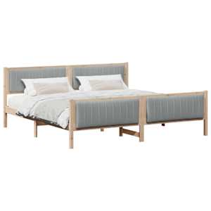Rám postele s čelo Hnědá a světlá šedá 200 x 200 cm - obrázek 2