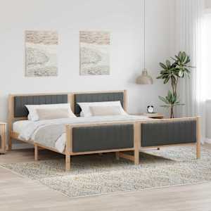 Rám postele s čelo hnědá a tmavě šedá 200 x 200 cm - obrázek 1