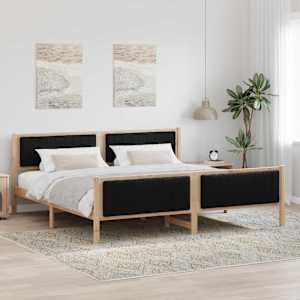 Rám postele Hnědo-černá 200 x 200 cm Masivní borovicové dřevo - obrázek 1