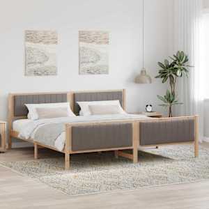 Rám postele Hnědá a taupe 200 x 200 cm Masivní borovicové dřevo - obrázek 1