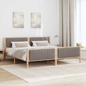 Rám postele Hnědá a taupe 200 x 200 cm Masivní borovicové dřevo - obrázek 4