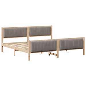 Rám postele Hnědá a taupe 200 x 200 cm Masivní borovicové dřevo - obrázek 3