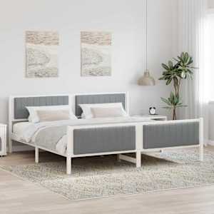 Rám postele s čelo Bílá a světle šedá 200 x 200 cm - obrázek 1