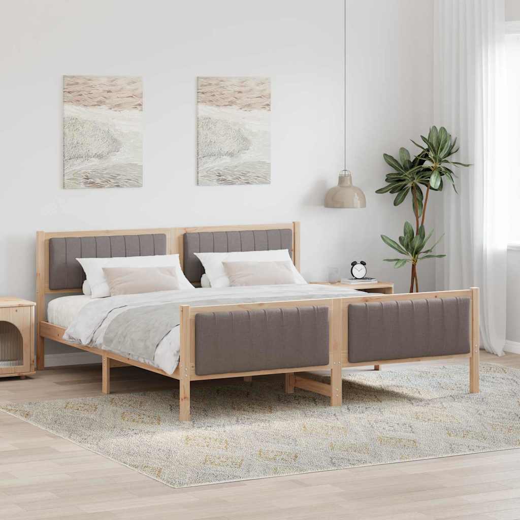 Paturi si accesorii - Cadru de pat Maroniu și taupe 180 x 200 cm Lemn masiv de pin