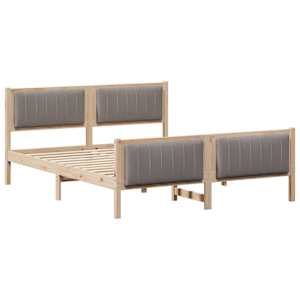 Rám postele Hnědá a taupe 160 x 200 cm Masivní borovicové dřevo - obrázek 3