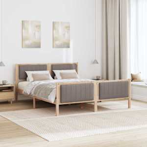Rám postele Hnědá a taupe 150 x 200 cm Masivní borovicové dřevo - obrázek 4