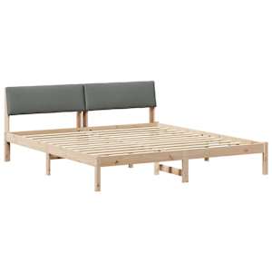 Rám postele s čelo hnědá a tmavě šedá 200 x 200 cm - obrázek 2
