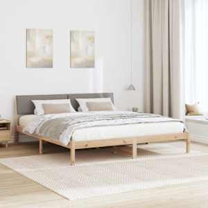 Rám postele Hnědá a taupe 200 x 200 cm Masivní borovicové dřevo - obrázek 4