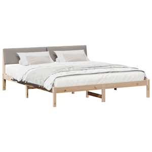 Rám postele Hnědá a taupe 200 x 200 cm Masivní borovicové dřevo - obrázek 3