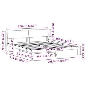 Rám postele s čelo Bílá a světle šedá 200 x 200 cm - obrázek 11