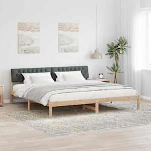 Rám postele s čelo hnědá a tmavě šedá 200 x 200 cm - obrázek 1