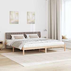 Rám postele Hnědá a taupe 200 x 200 cm Masivní borovicové dřevo - obrázek 4
