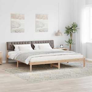 Kovinska posteljna konstrukcija Rjava in taupe 200 x 200 cm