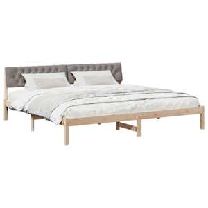 Rám postele Hnědá a taupe 200 x 200 cm Masivní borovicové dřevo - obrázek 3