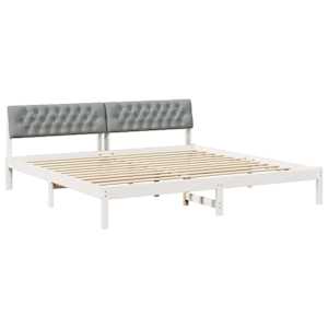 Rám postele s čelo Bílá a světle šedá 200 x 200 cm - obrázek 2