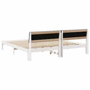Rám postele s čelo Bílá a světle šedá 200 x 200 cm - obrázek 7