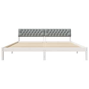 Rám postele s čelo Bílá a světle šedá 200 x 200 cm - obrázek 5