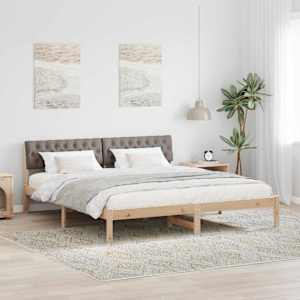 Rám postele Hnědá a taupe 180 x 200 cm Masivní borovicové dřevo - obrázek 1