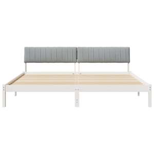 Rám postele s čelo Bílá a světle šedá 200 x 200 cm - obrázek 5