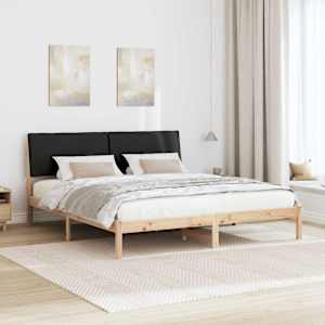 Rám postele Hnědo-černá 200 x 200 cm Masivní borovicové dřevo - obrázek 4