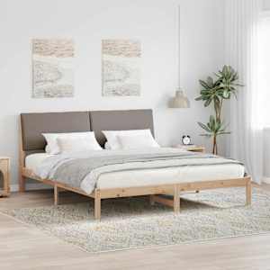 Rám postele Hnědá a taupe 180 x 200 cm Masivní borovicové dřevo - obrázek 1