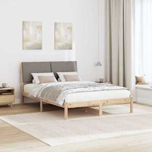 Rám postele Hnědá a taupe 150 x 200 cm Masivní borovicové dřevo - obrázek 4