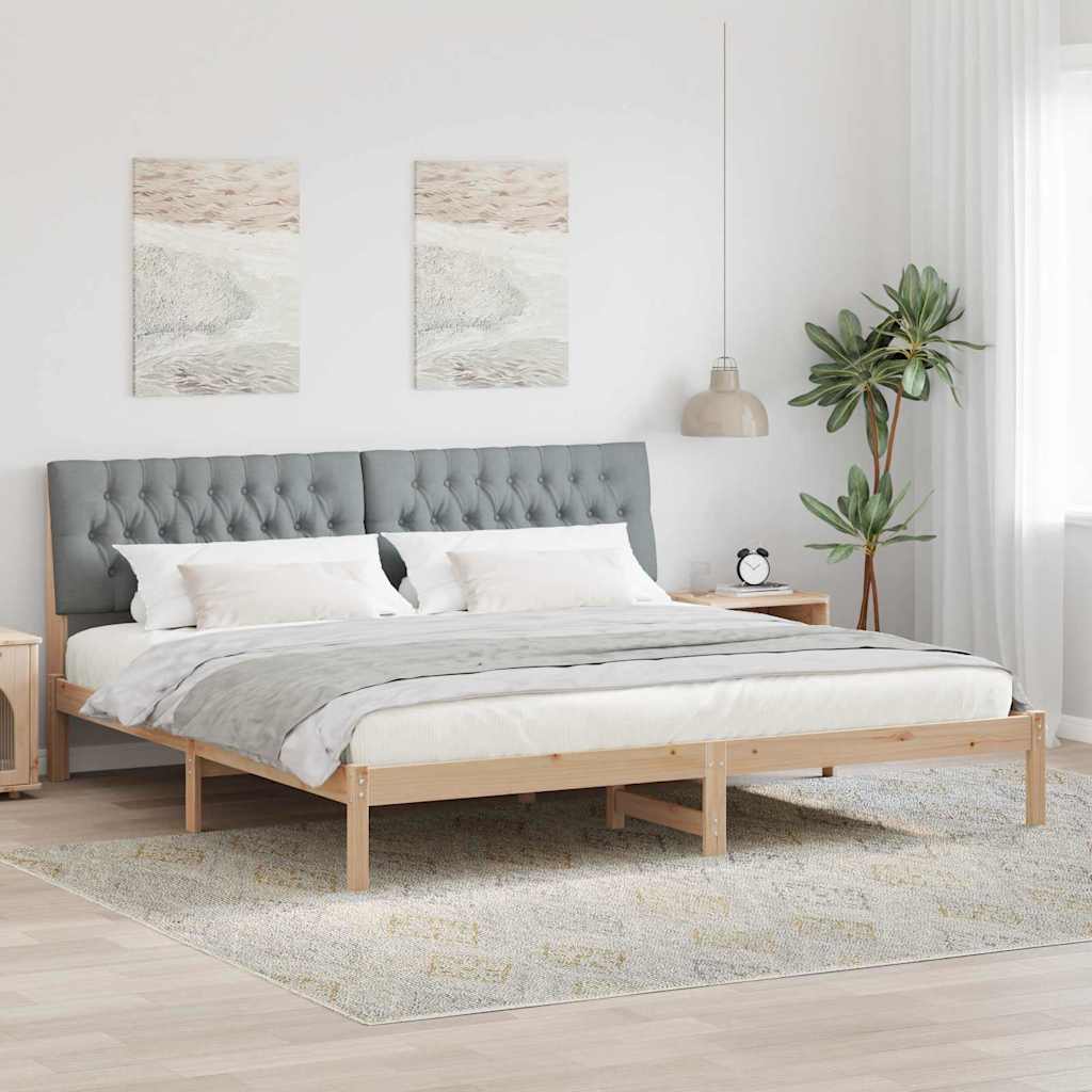 Paturi si accesorii - Cadru de pat cu tăblie tapițată cu headboard Maro 200 x 200 cm