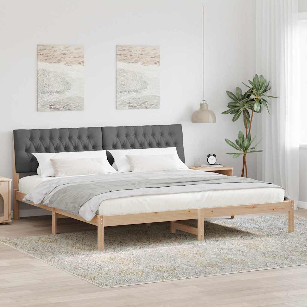 Paturi si accesorii - Cadru de pat cu tăblie tapițată cu headboard Maro 200 x 200 cm