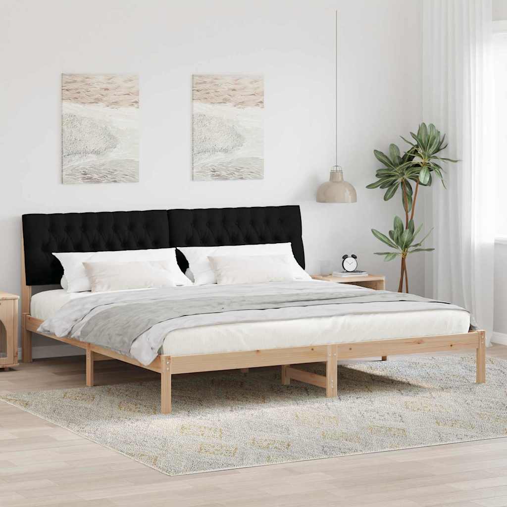 Paturi si accesorii - Cadru de pat cu tăblie tapițată cu headboard Maro 200 x 200 cm