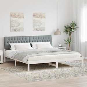 Posteljni okvir z oblazinjenim vzglavjem Bela 200 x 200 cm