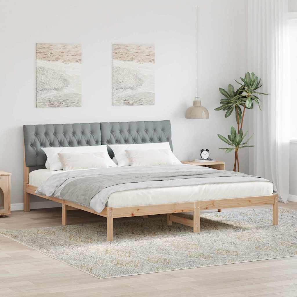 Paturi si accesorii - Cadru de pat cu tăblie tapițată cu headboard Maro 180 x 200 cm