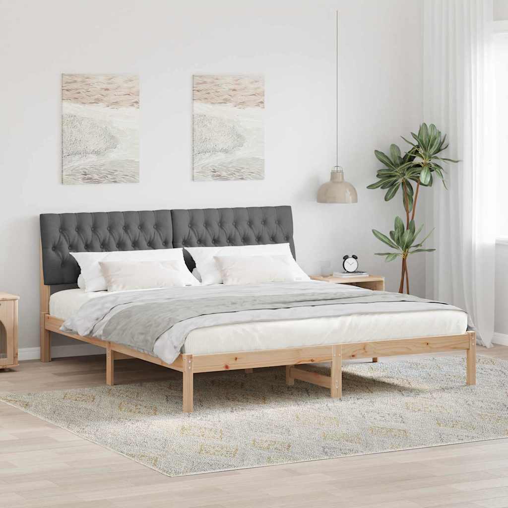 Paturi si accesorii - Cadru de pat cu tăblie tapițată cu headboard Maro 180 x 200 cm