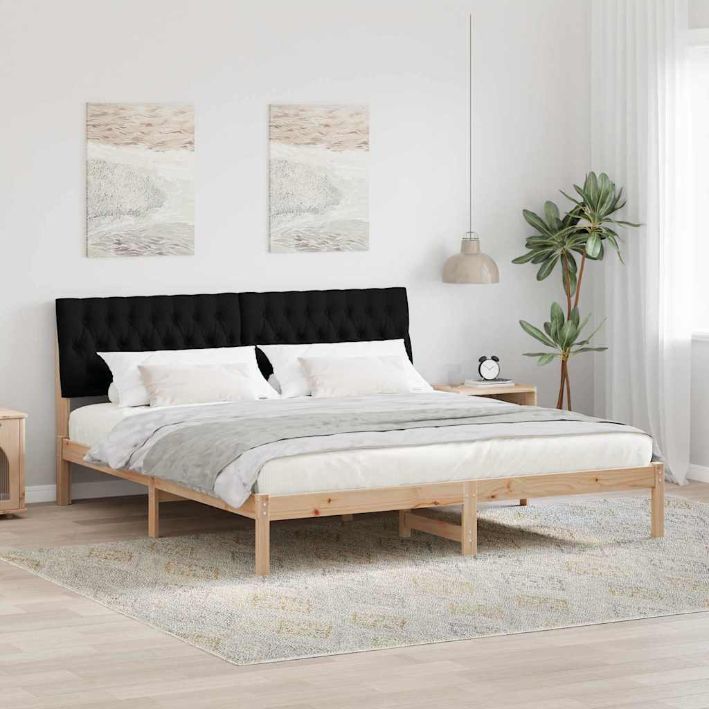 Paturi si accesorii - Cadru de pat cu tăblie tapițată cu headboard Maro 180 x 200 cm