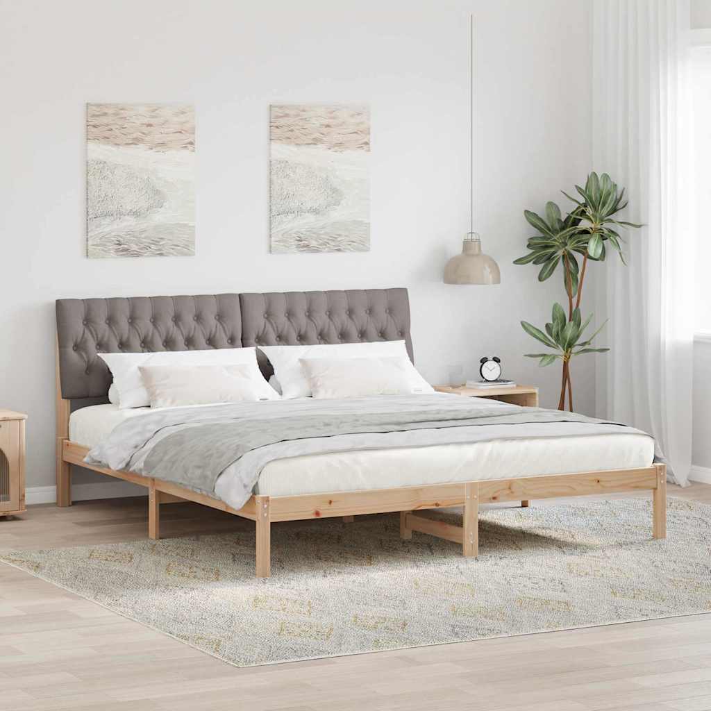 Paturi si accesorii - Cadru de pat cu tăblie tapițată cu headboard Maro 180 x 200 cm