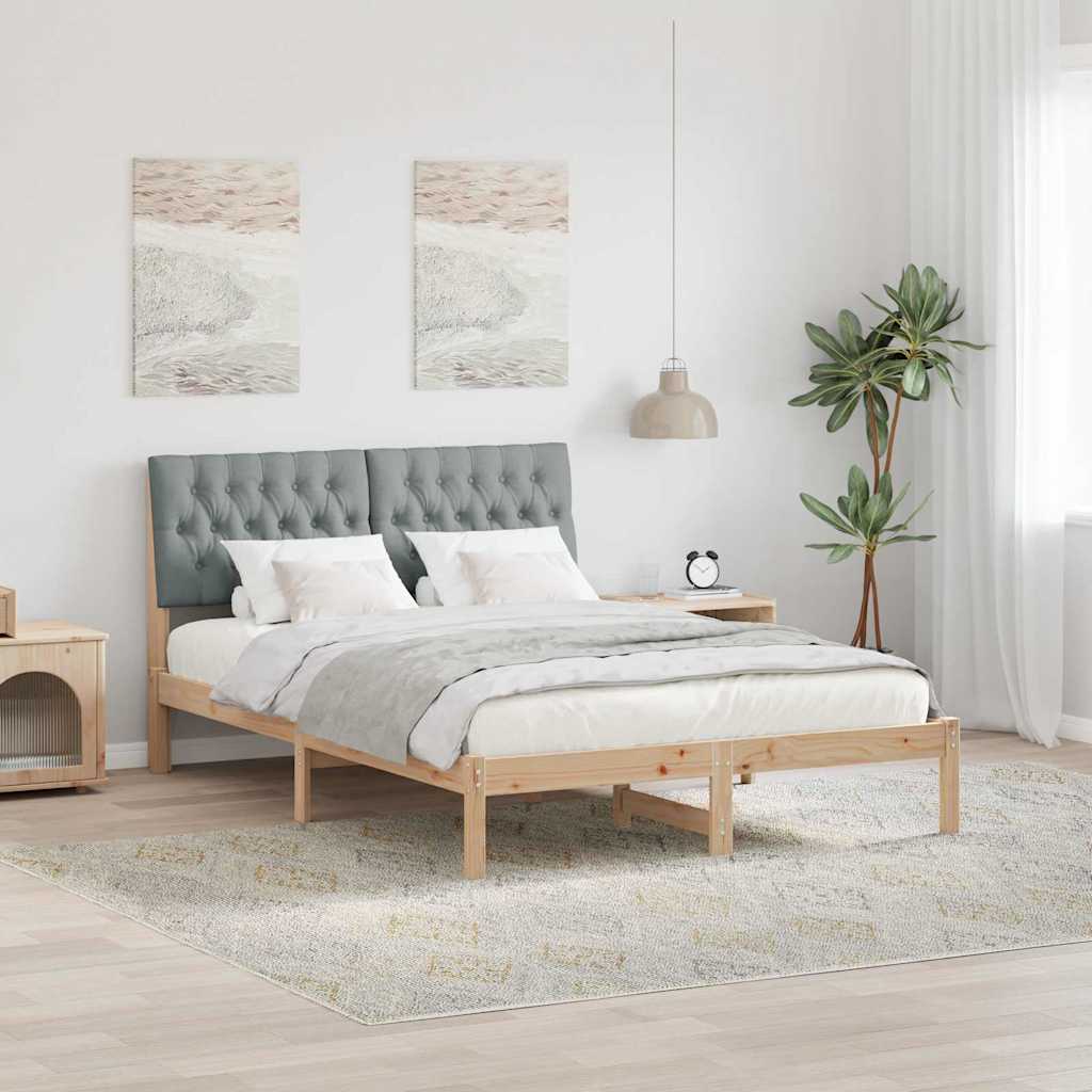 Paturi si accesorii - Cadru de pat cu tăblie tapițată cu headboard Maro 150 x 200 cm