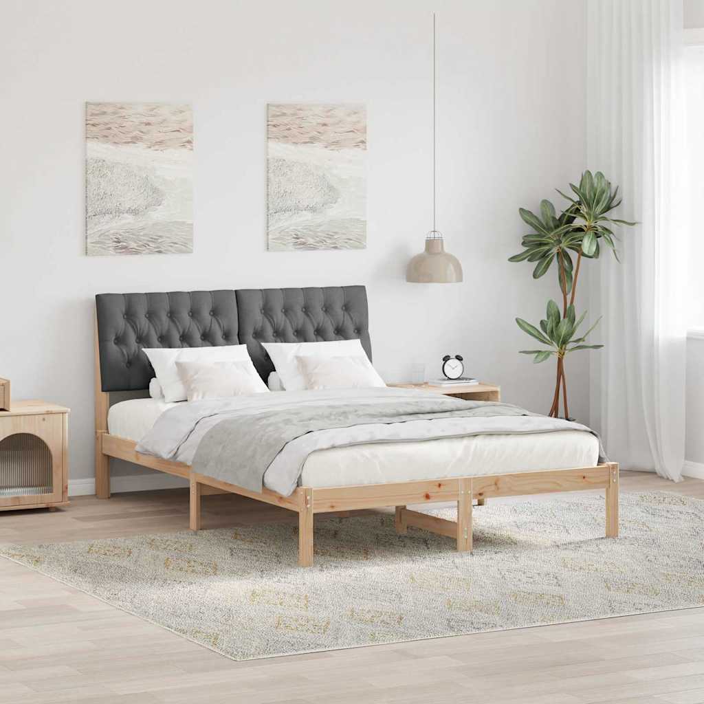 Paturi si accesorii - Cadru de pat cu tăblie tapițată cu headboard Maro 150 x 200 cm