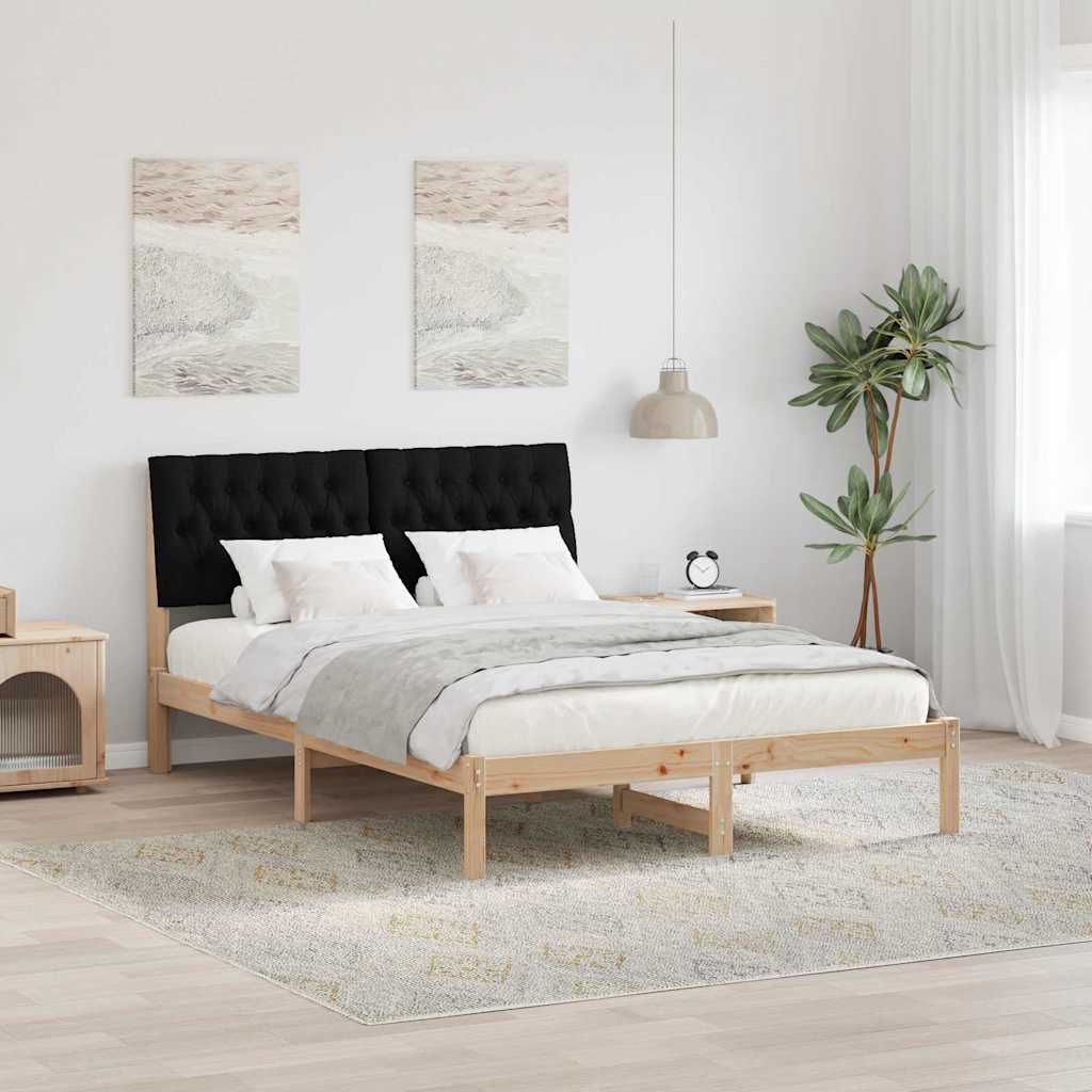 Paturi si accesorii - Cadru de pat cu tăblie tapițată cu headboard Maro 150 x 200 cm