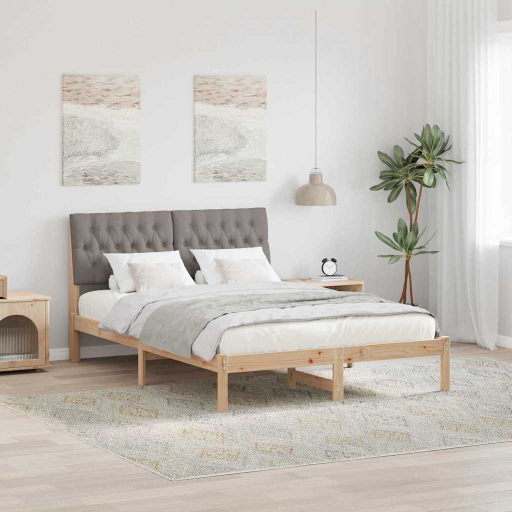 Paturi si accesorii - Cadru de pat cu tăblie tapițată cu headboard Maro 150 x 200 cm